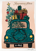 Voiture charg&eacute;e de cadeaux pour No&euml;l humoristique